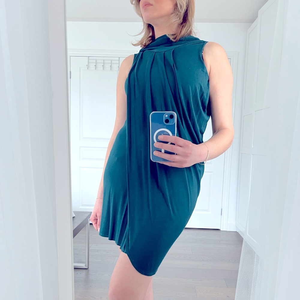 Green Lycra Cotton Midi Dress